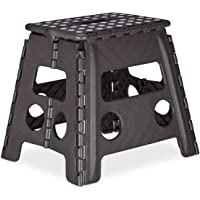 Relaxdays- Gris- 32-5 cm de Alto Taburete Plegable L- hasta 120 kg- Plástico